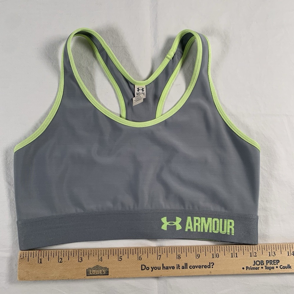 Under Armour Mid Crossback Women's Size M Gray Green Compression Sports Bra - Picture 5 of 7